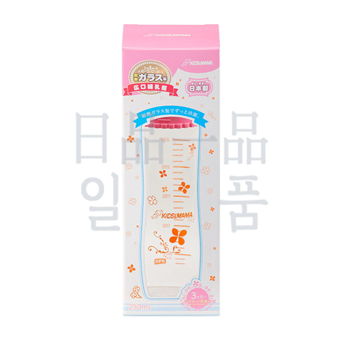 키즈마마 유리 광구 젖병 핑크 250ml