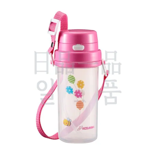 키즈마마 2WAY 빨대 물통 핑크 370ml