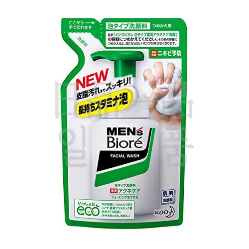 맨즈 비오레 거품 타입 약용 아크네 케어 세안 클렌저 리필 130ml